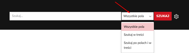 Wyszukiwarka prosta - wybór rodzaju wyszukiwania